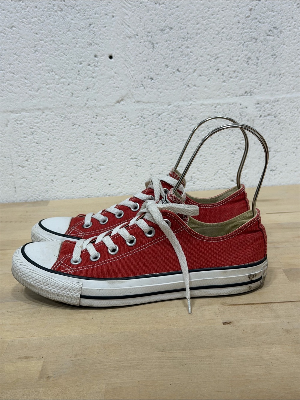 Converse Kids Red Low-Top Canvas Sneakers with White Laces